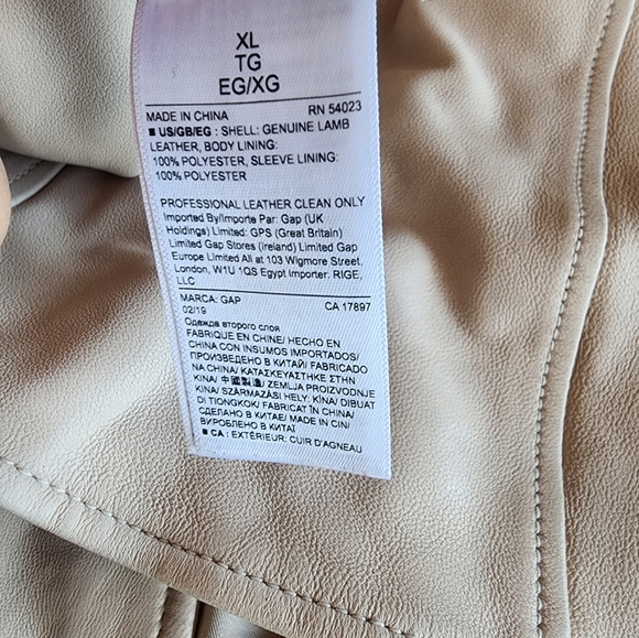 Cream Leather Moto Jacket - Picture 3 of 3